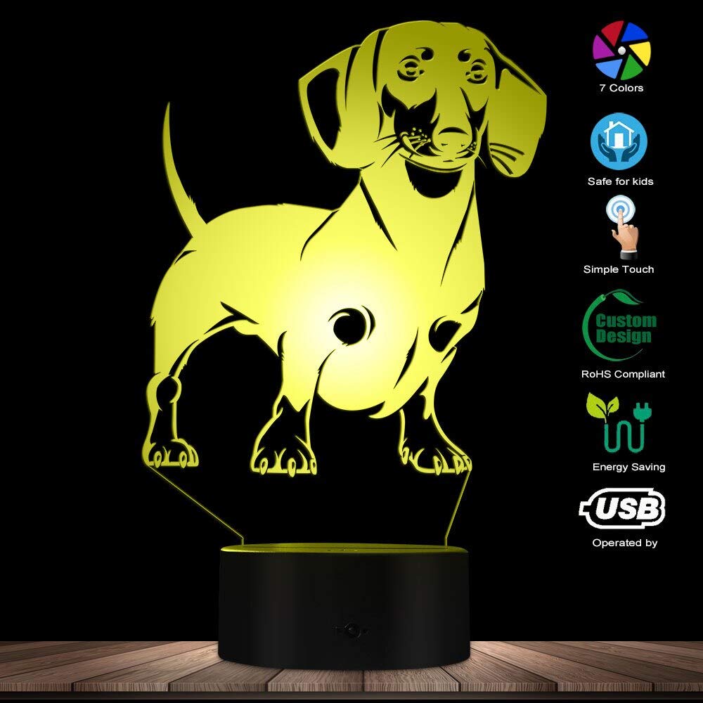 Lampade 3D Illusione Ottica Luce Notturna, EASEHOME Deco Lampada LED da Tavolo Illuminazione Luce di Notte 7 Colori Controllo Tattile Lampada Decorazione da Comodino con Cavo USB, Gatto
