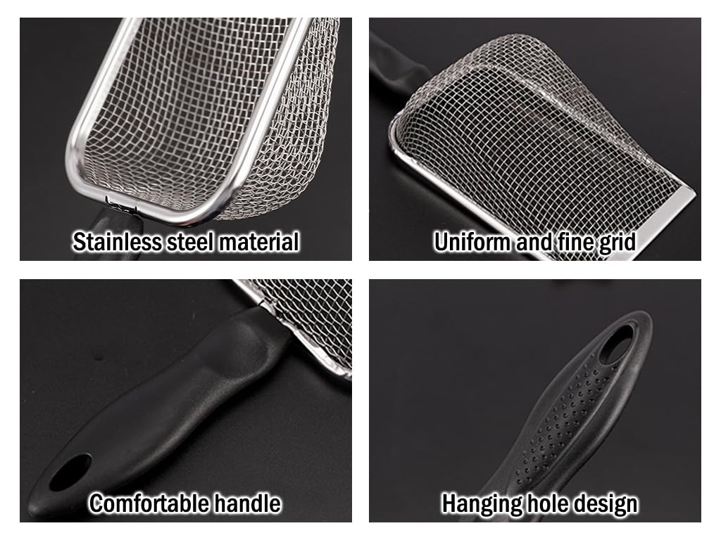 2PCS Filtri da Giardino in Acciaio Inox, 3.8/5MM Setaccio a Rete per Terreno con Manico, inviare 2 Ganci Adesivi, Setaccio da Giardino, Colino per Compost, Setaccio per Vasi, per Sabbia, Ghiaia