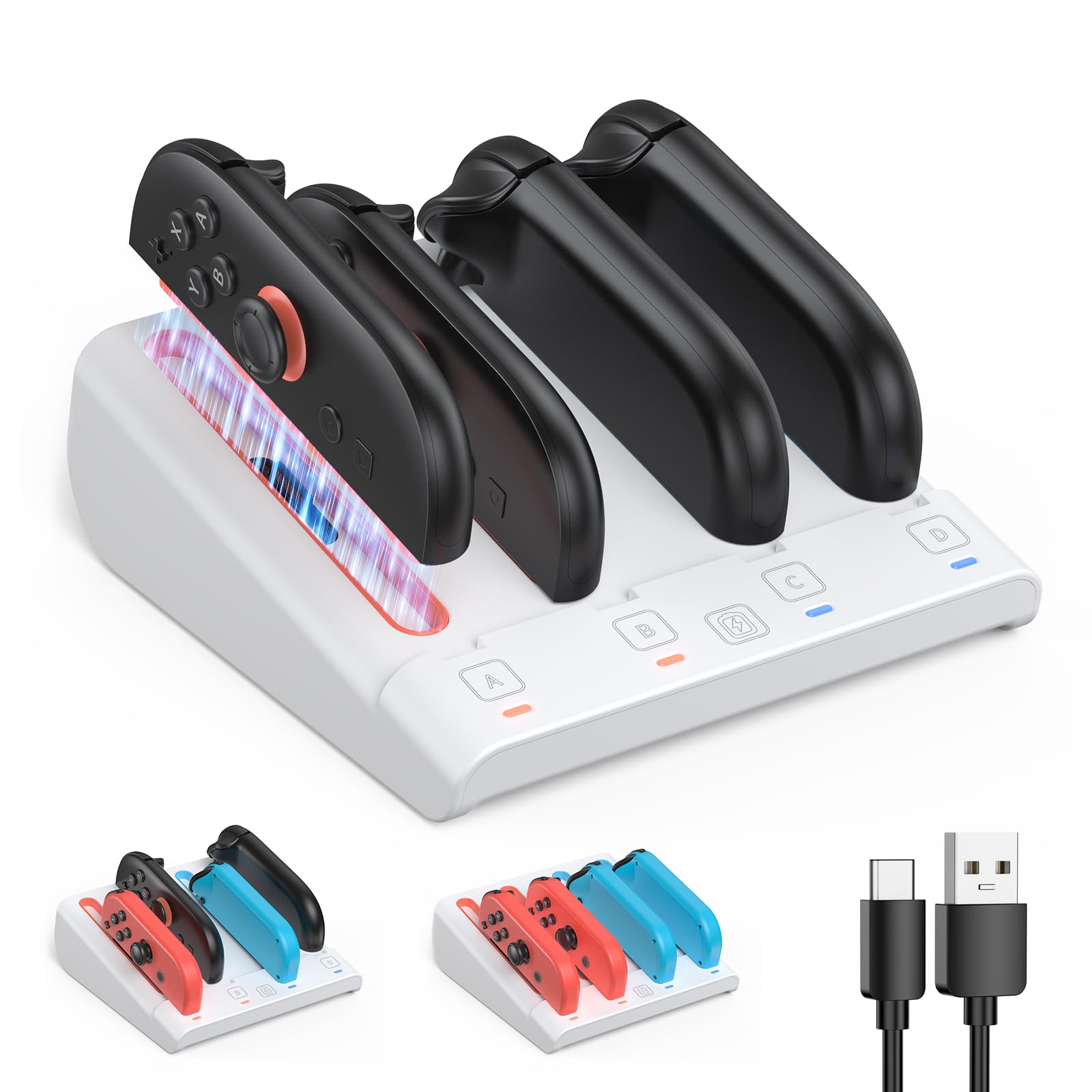 Kinwin Charging Dock for Nintendo Switch 2/1/OLED for Joy-con, Magnetic Charger Station for Joycon 2, Stand Accessory for Switch 2/1/OLED