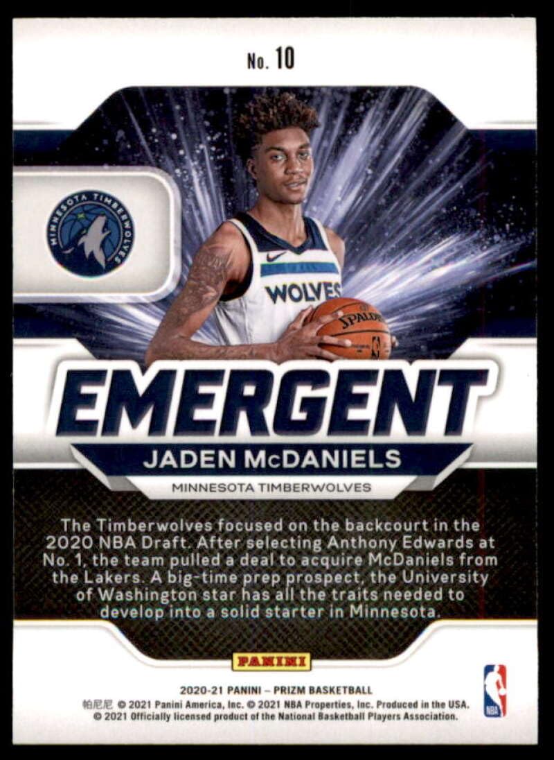 Amazon.com: Jaden McDaniels Rookie Card 2020-21 Panini Prizm