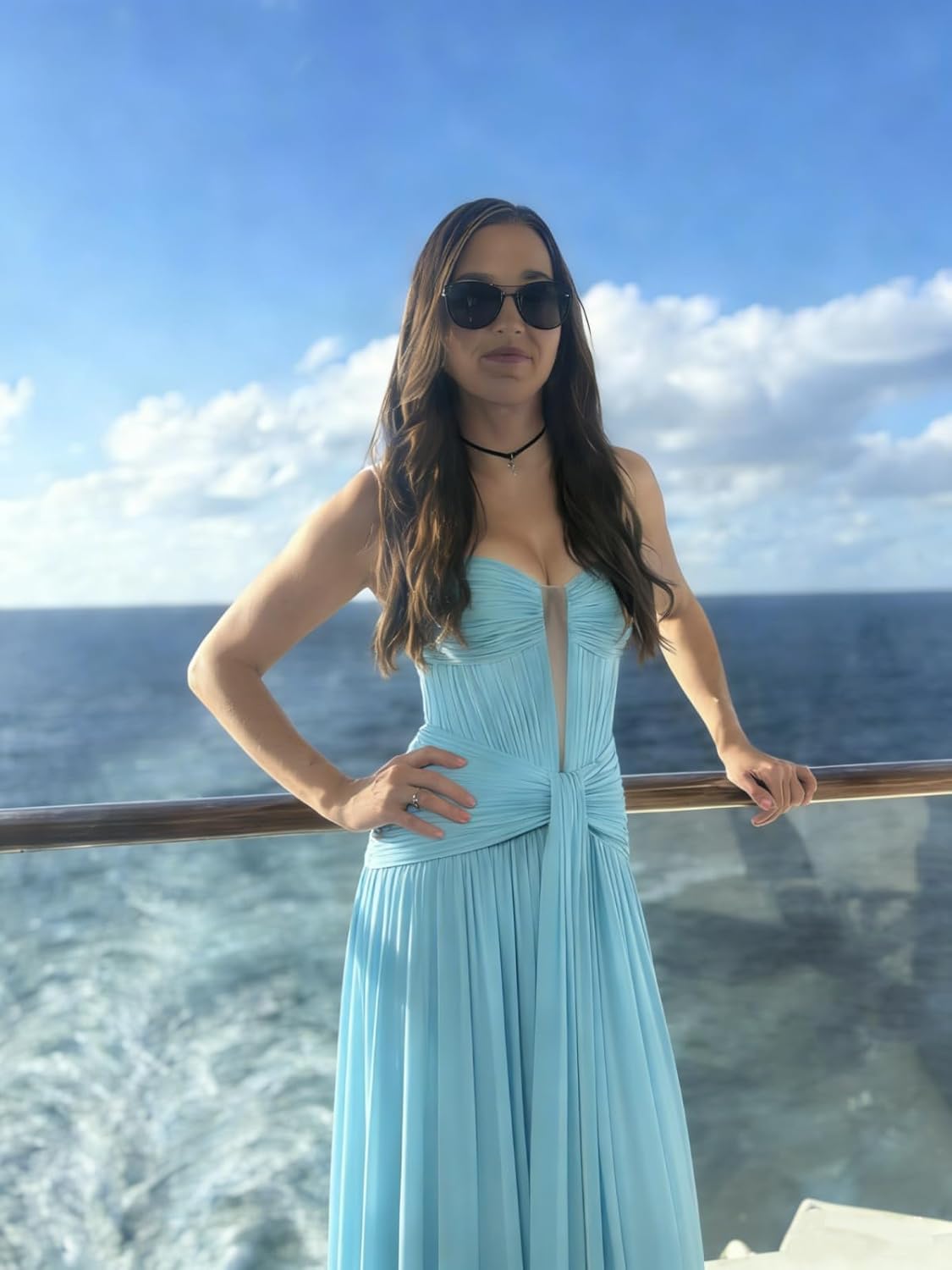 Strapless A Line Prom Dresses 2026 with Tie Long Pleated Chiffon Formal Evening Gowns for Women ZO075 - Image 7