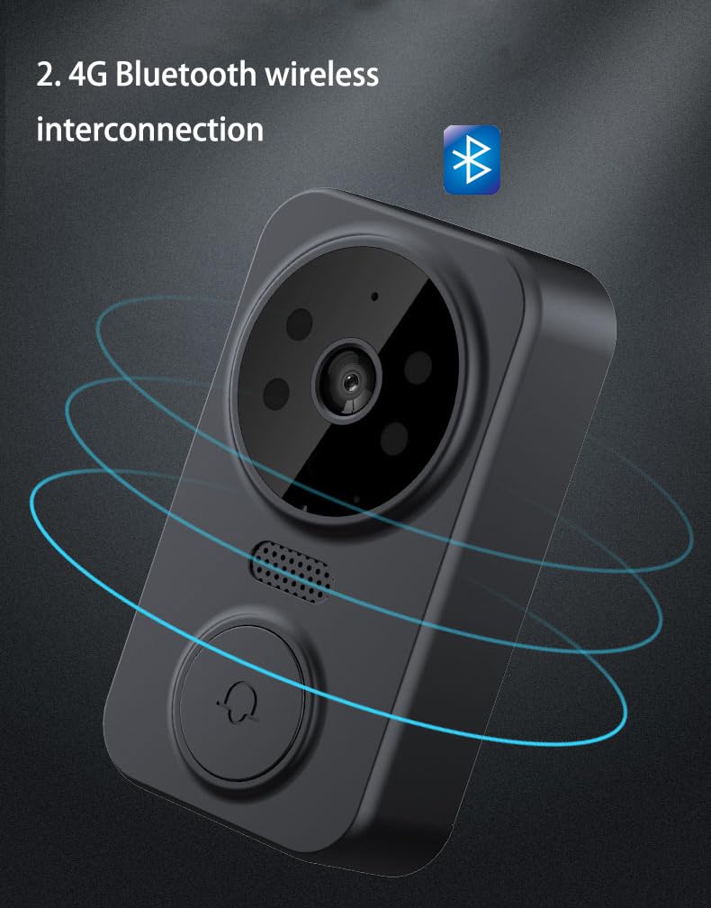 Videocitofono Senza Fili con Schermo Da 4,3', Campanello Senza Fili con Telecamera, Videocitofono Senza Fili Citofono Domestico Intelligente A Due Vie