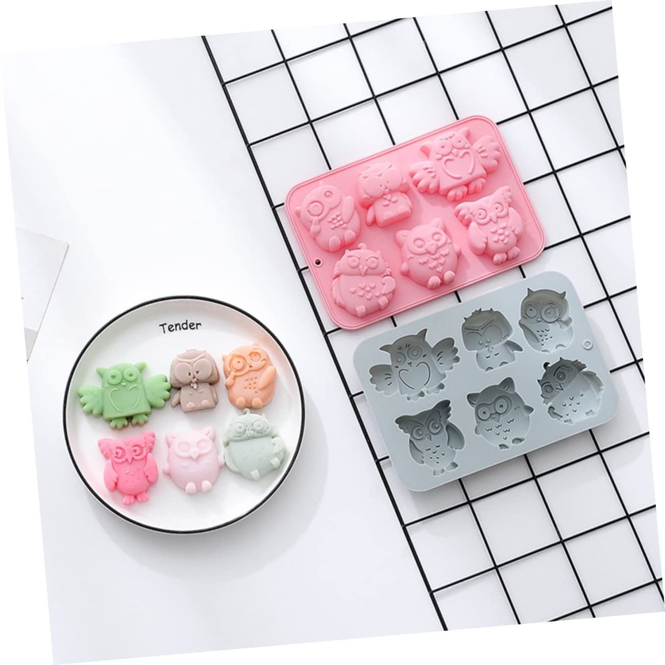 Ciieeo 3 Ensembles Moule À Cake Moule À Glaçons Gommes 3d Moules À Bonbons Animaux Moules Pour Bougies Moules À Sucettes Moules À Bonbons Hibou Silicone Blue Gel De Silice 2 Pièces * 3
