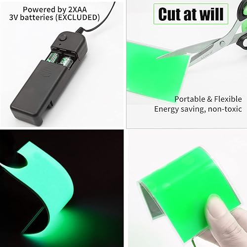 Miniatura 4 de Ourbest El Panel de luz  Papel Electroluminiscente Cuttable Máscara Iluminación de Ojos DIY Cosplay Fiesta Decoración ContinuaEstroboscópica (Verde)