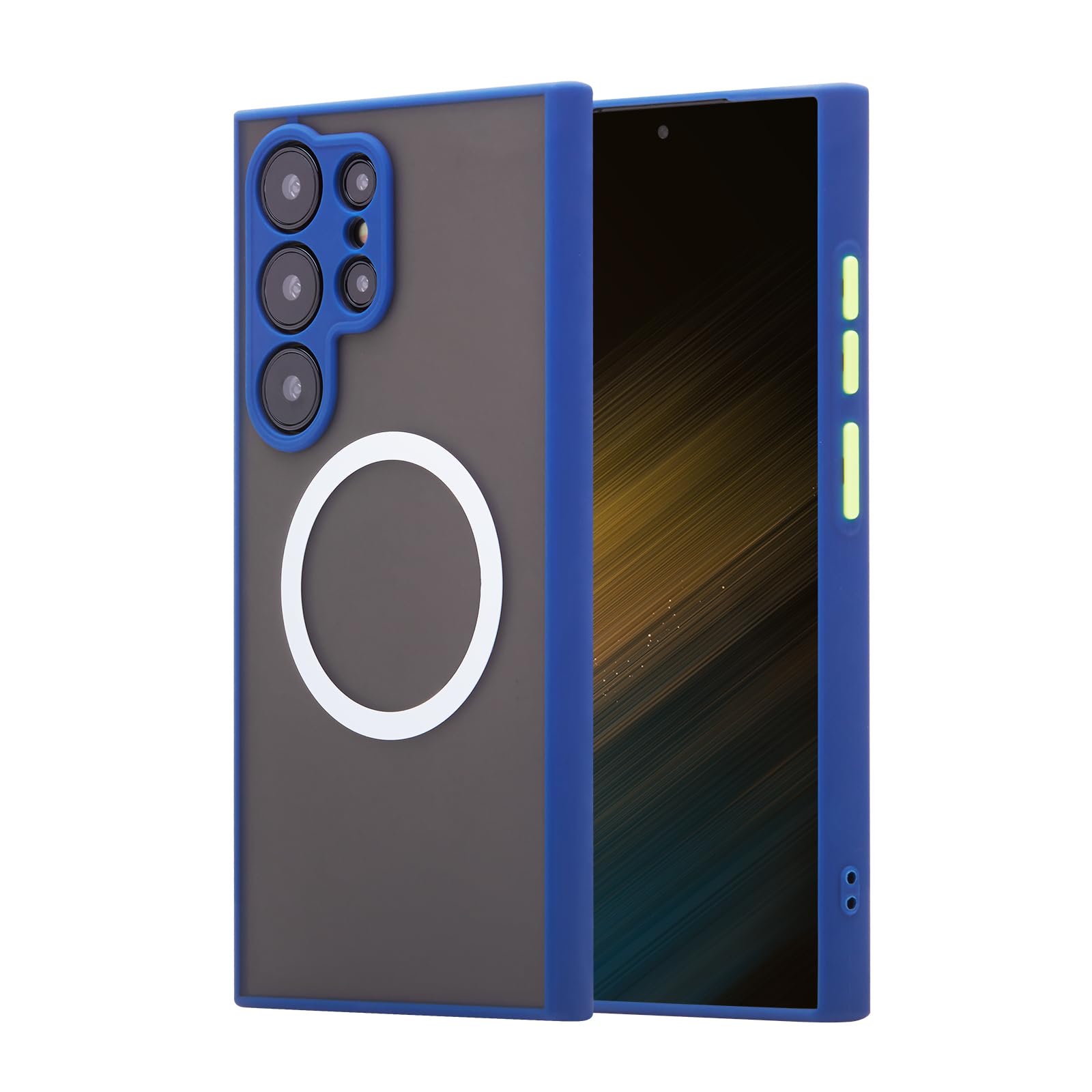 NUVAVOCase for Galaxy S24 Ultra (2024), [ MagSafe Compatible ] Matte Transparent Cover with Military Grade Drop Protection Magnetic Case for Samsung S24 Ultra - Blue