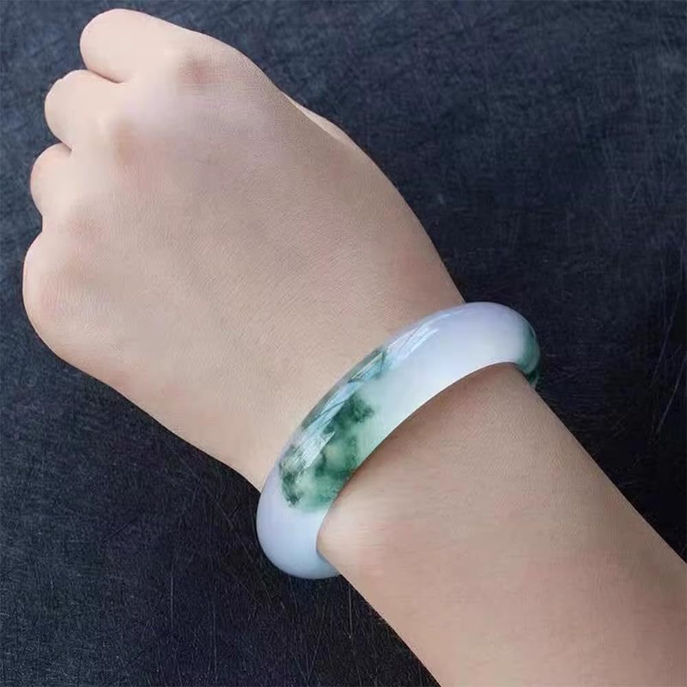 Natural Jade Ice Floating Flower Jade Bracelet Girl 58-62mm Fengshui Fashion Jade Bangle For Women Genuine