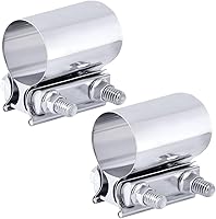 GLSOWEE 2PCS 2.5" Stainless Steel Exhaust Clamps - Rustproof Butt Joint Couplers for Pipes, Mufflers & Catalytic Converters