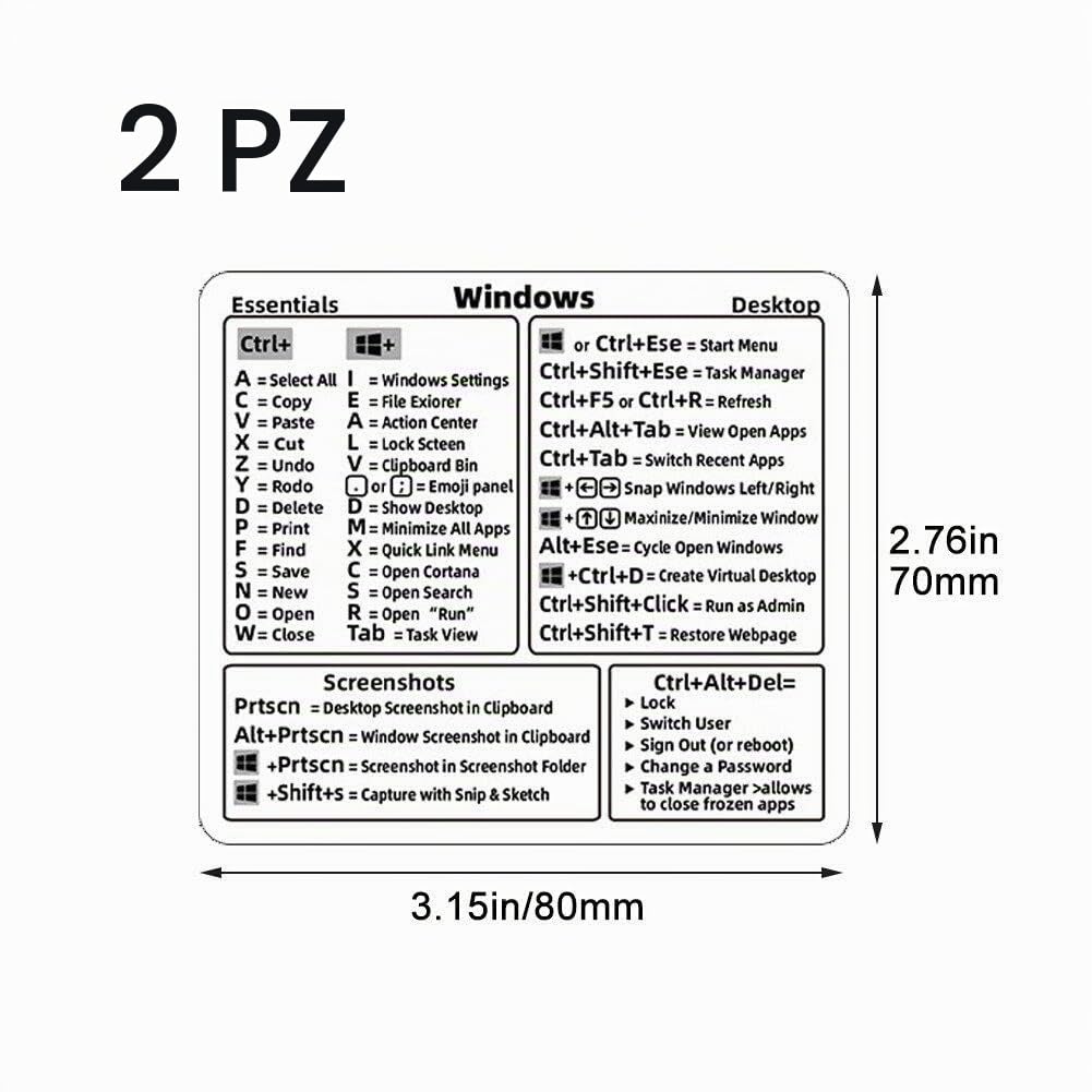 SYNERLOGIC Adesivo per tastiera di riferimento per PC Windows, in vinile, adesivo senza residui, per qualsiasi PC, laptop o desktop, con scorciatoie per Windows (bianco/piccolo, 1 pezzo SYNERLOGIC Adesivo per tastiera di riferimento per PC Windows, in vinile, adesivo senza residui, per qualsiasi PC, laptop o desktop, con scorciatoie per Windows (bianco/piccolo, 1 pezzo