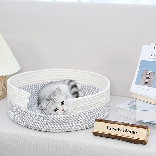 Miniatura 4 de BSMstone Cama para gatos, cuerda de algodón, camas para gatos de interior, cama lavable para perros pequeños, alfombrilla rascador para mascotas,