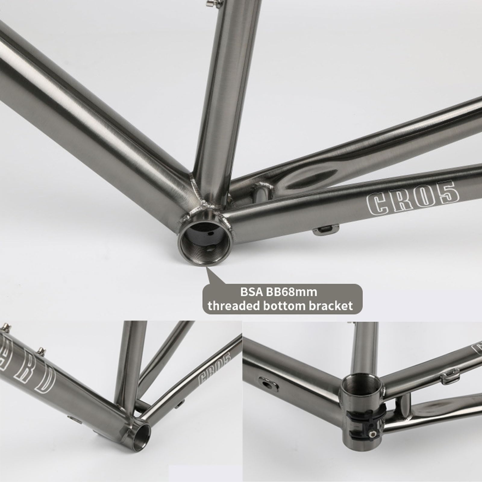 700C Chrom-Molybdän-Stahl Fahrrad Rahmen 44cm 47cm 50cm 53cm 56cm Rennrad Rahmenset Fahrrad Rahmensatz Scheibenbremse Rahmen Steckachsenrahmen F12*100MM R12*142MM BSA BB68mm(Brushed Silver,44cm)