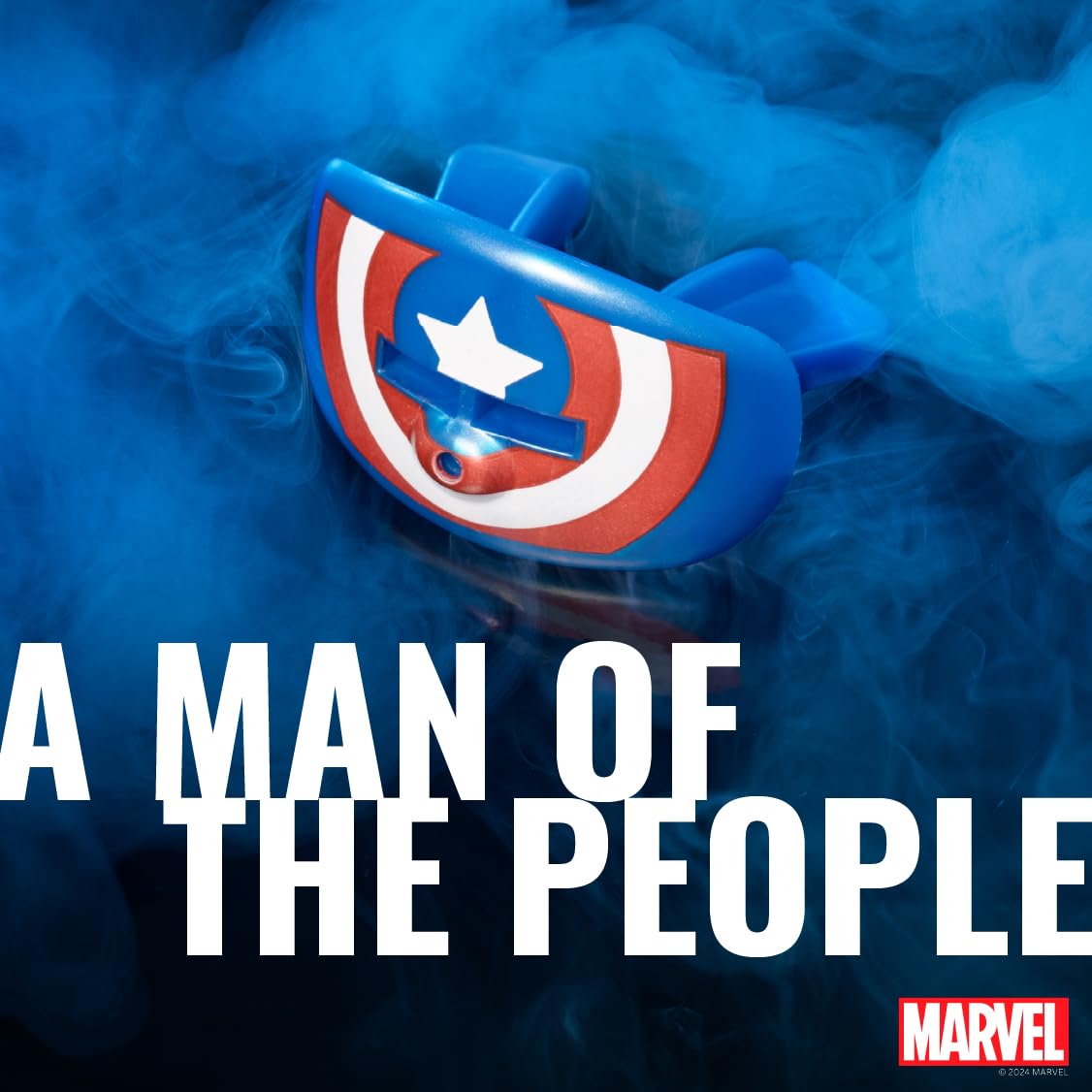 Marvel Captain America Protection Lèvres Adulte et Junior Protège-Dents pour Boxe, Basketball, Lacrosse, Football, MMA, Arts Martiaux, Hockey et Tous Sports de Contact