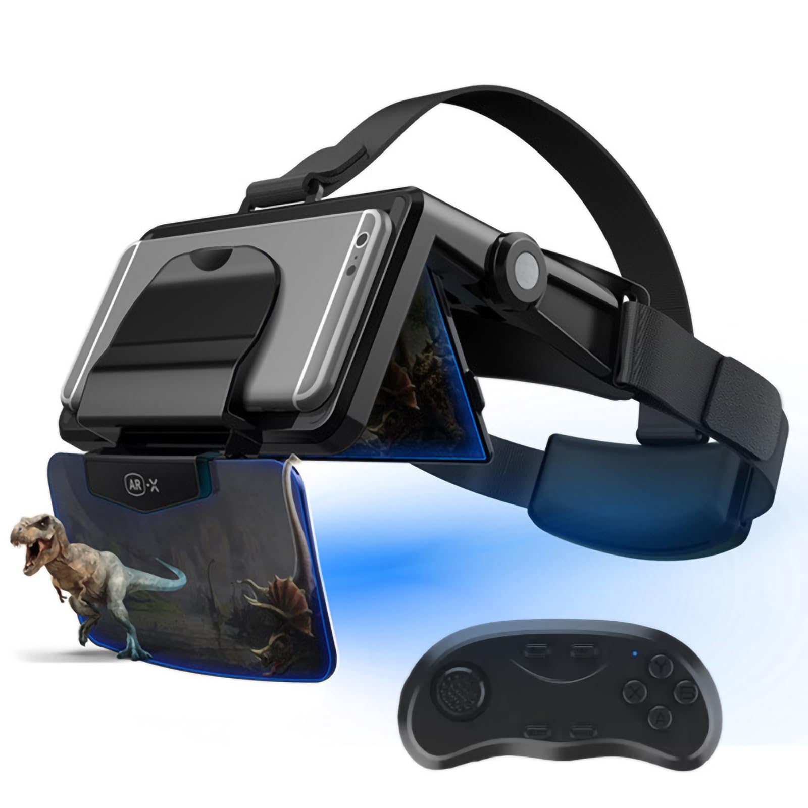 Occhiali 3D per Realtà virtuale con Joystick, visore VR Pieghevole e Portatile, Occhiali per Realtà virtuale per Giochi e Film, compatibili con Smartphone da 4,7-6,3",B
