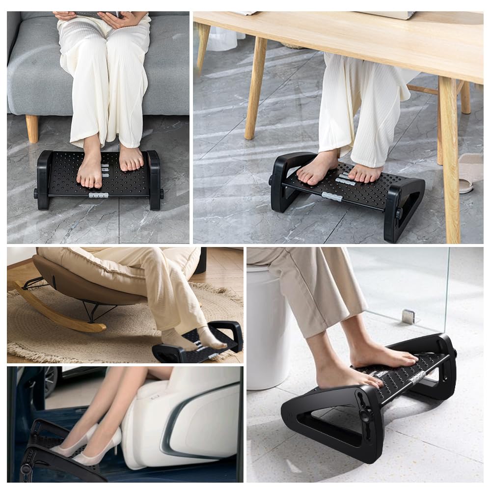 Fußstütze für unter dem Schreibtisch bei der Arbeit – Sechs höhenverstellbare Fußstütze unter dem Schreibtisch – Ergonomische Fußhocker für unter dem Schreibtisch – Schreibtisch-Fußstütze mit