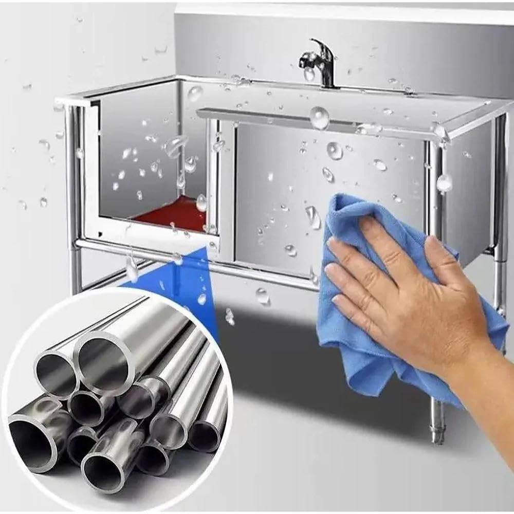BañEra Para Perros De Acero Inoxidable - EstacióN De Lavado Profesional Para Mascotas, PeluqueríA Canina Y Veterinaria | Incluye Grifo ExtraíBle, Escaleras De Acceso Y Alfombra(100*60*90cm)