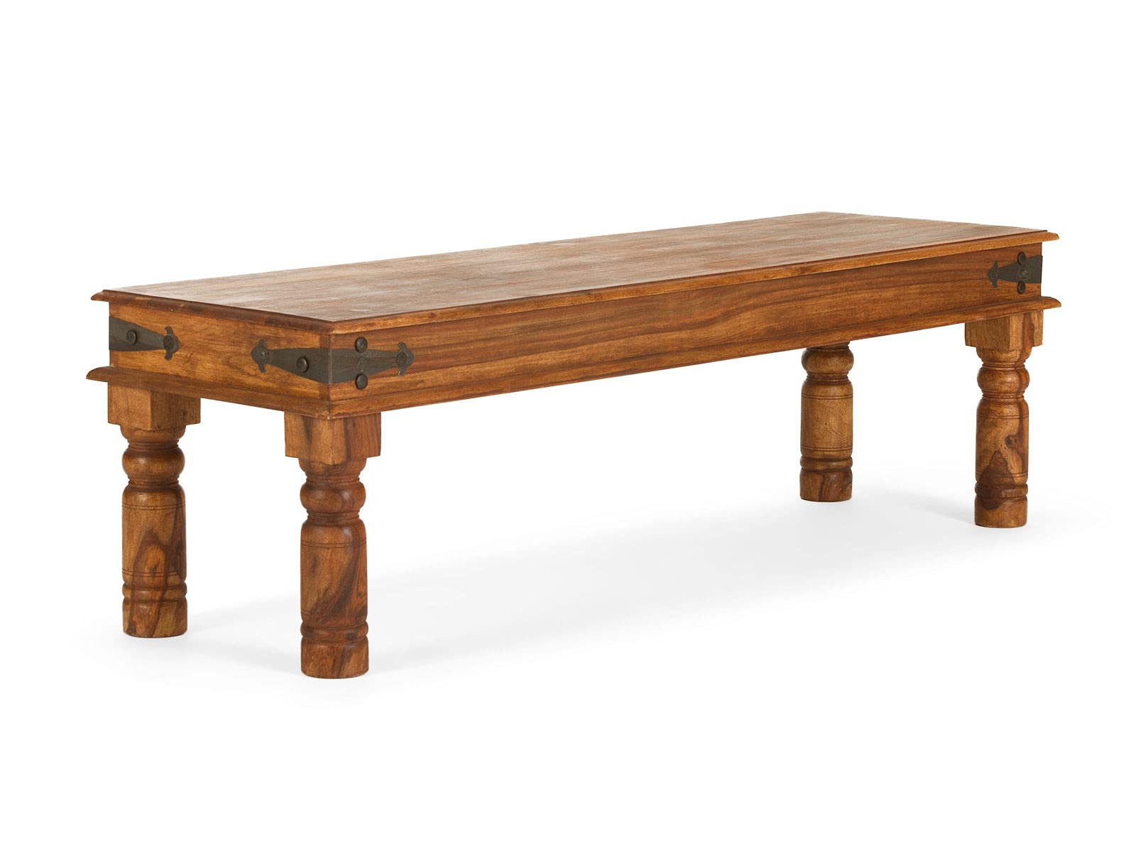 Woodkings Sitzbank Merlow aus massiver Akazie – Holzbank im Landhausstil ohne Lehne – 178 cm