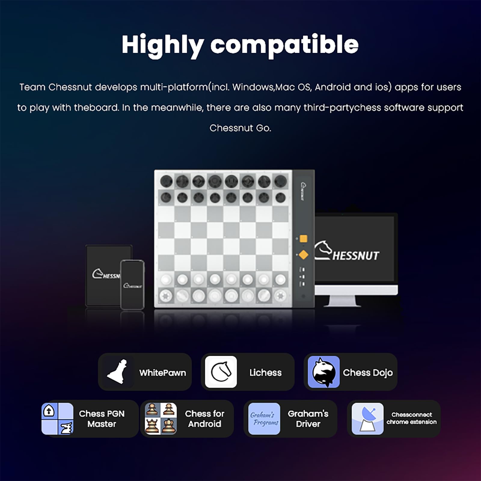Chessnut Go Ultimate Tragbares elektronisches Schachbrett mit vollständiger Figurenkennung und starker magnetischer Haftung - Perfekte Größe für den Schreibtisch oder auf Reisen(Orange)