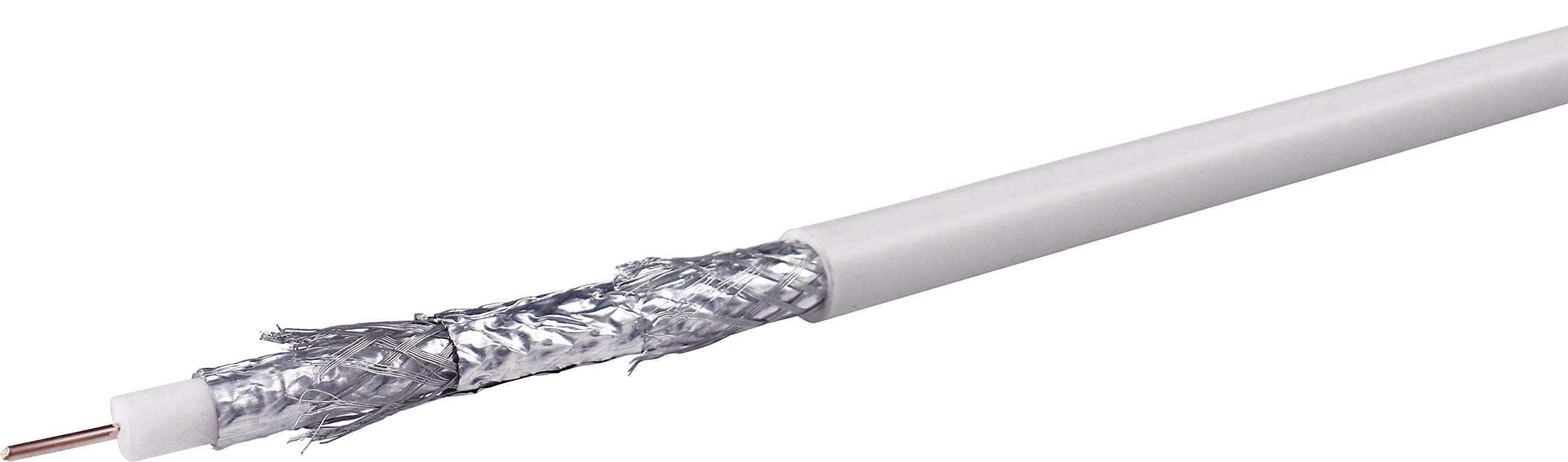 SCHWAIGER -KOX11550 052- SAT Coaxial Cable 50 m / 115 dB/High Shielding Rate / 4x Shielded/Satellite Cable/Unconvected / 7.3 mm/White - Image 3