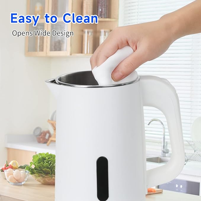 Tetera Eléctrica Pequeña 0.8L Acero Inoxidable Blanco miniatura 5