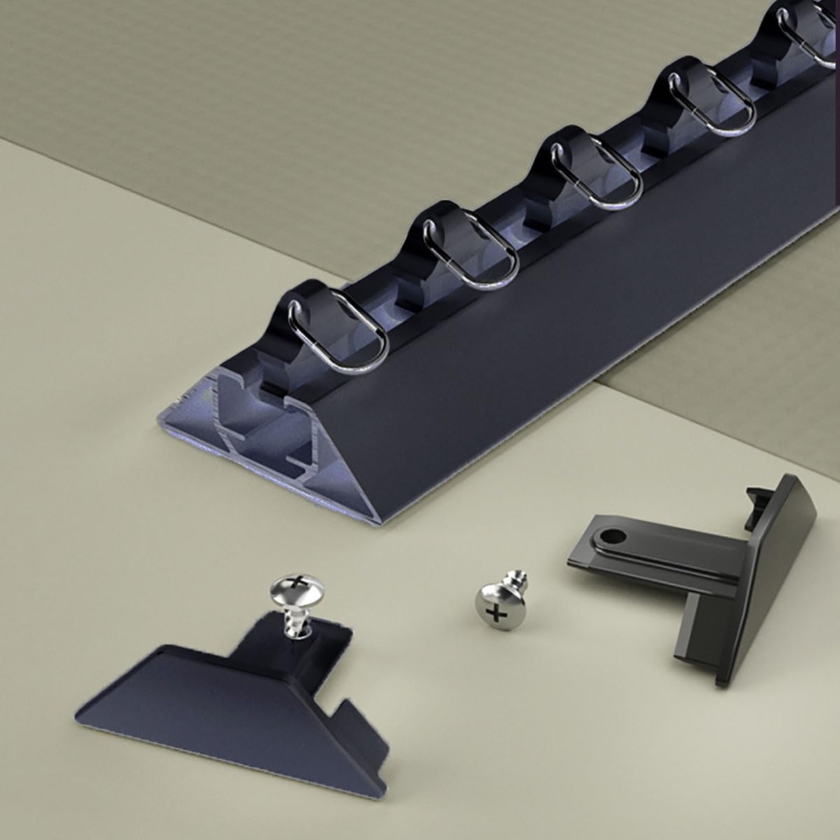 Générique Système de Rail à Rideaux, Rail en Aluminium Auto-adhésif Silencieux de 1,6 m (5,2 pi) - Fixation au Plafond sans perçage pour des Rideaux coulissants en douceu