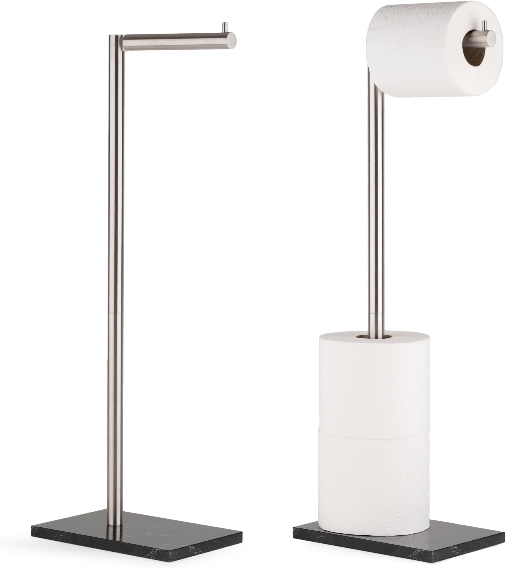 Freestanding Toilet Paper Holder with Black Marble Base