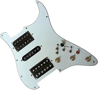 Prewired Electric Guitar Pickguard Set Coil Split Black Pickups Copper Shaft Pot Guitar Accessories guitar pickguard pickup (Color : White)