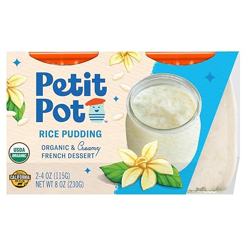 Petit Pot | Postre francés orgánico | Pudín de arroz de vainilla | Sin gluten | Kosher | Listo para comer | Sin ingredientes artificiales | Sin
