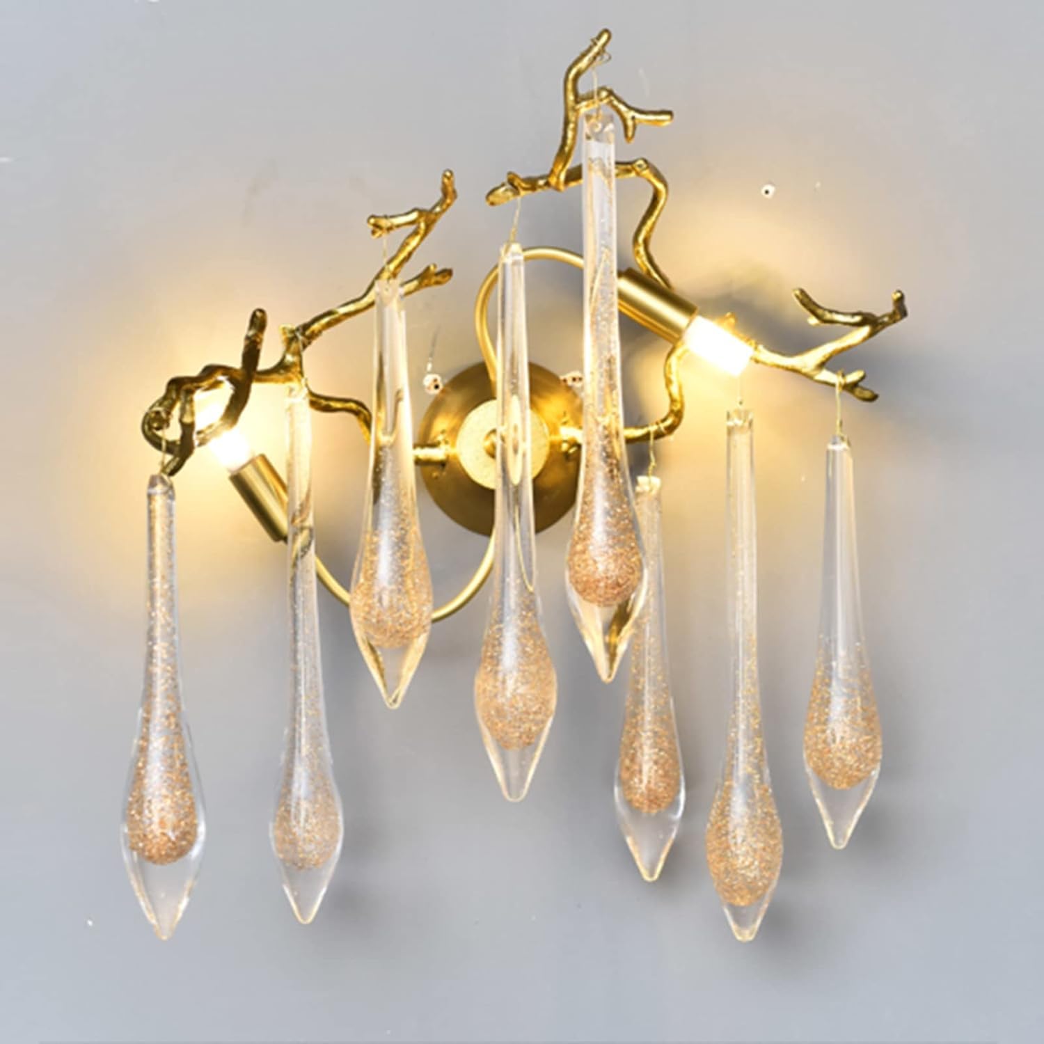 ASerZenith Wall Sconces, All Copper Raindrop Crystal Wall Light, Retro Entrance Decorative Stair Light, Sconce Light,Pendant Light
