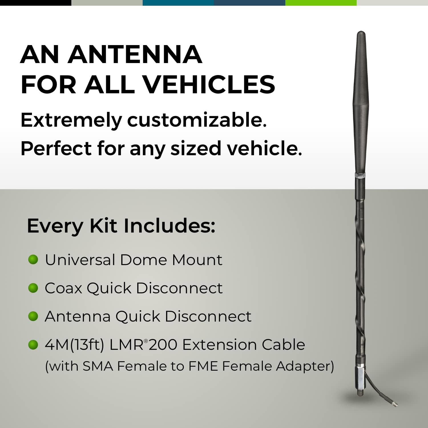 Bolton Blade New 5G Vehicular Cellular Antenna | All Vehicle, Trucks, Offroad, OTR | 600-3750 MHz | 5G 4G LTE | Ultra-Wideband| 4.4dBi Gain | Most Powerful OTR Antenna | Made in USA | RV S-Bracket