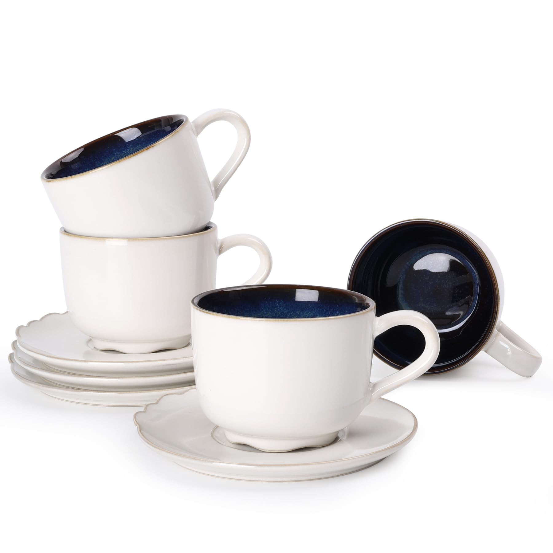 NOVAJOY Set di tazze da caffè espresso | 4 pezzi | 140 ml | Mini tazza da caffè – fatta a mano | tazze di alta qualità in gres | senza manico