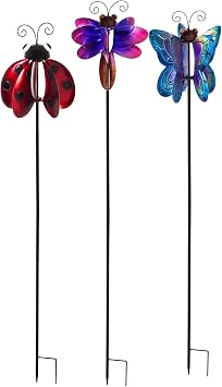 Evergreen Garden Ladybug Butterfly and Dragonfly Wind Spinner, Set of 3-9 x 9 x 50 Inches