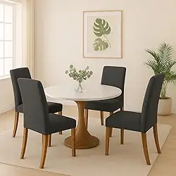 Kit 4 Capas de Cadeira de Jantar Malha Gel Spandex - Lavável, Seca Rápido (4, Cinza)