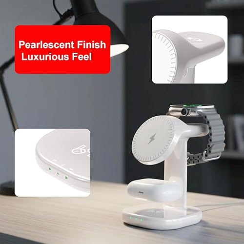 Miniatura 5 de Estación de carga inalámbrica 3 en 1 para soporte de cargador Magsafe, cargador magnético de teléfono para iPhone, Apple Watch, para Airpods, para
