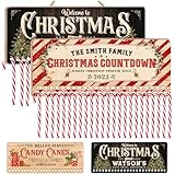 Personalized Christmas Countdown Wood Sign, Customized Xmas Advent Calender Wall Art Farmhouse Vintage Rustic Decor, Custom Wooden Plaque for Housewarming Gift