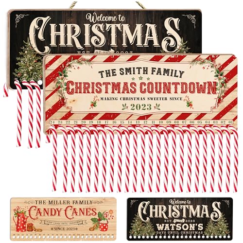 Personalized Christmas Countdown Wood Sign, Customized Xmas Advent Calender Wall Art Farmhouse Vintage Rustic Decor, Custom Wooden Plaque for Housewarming Gift
