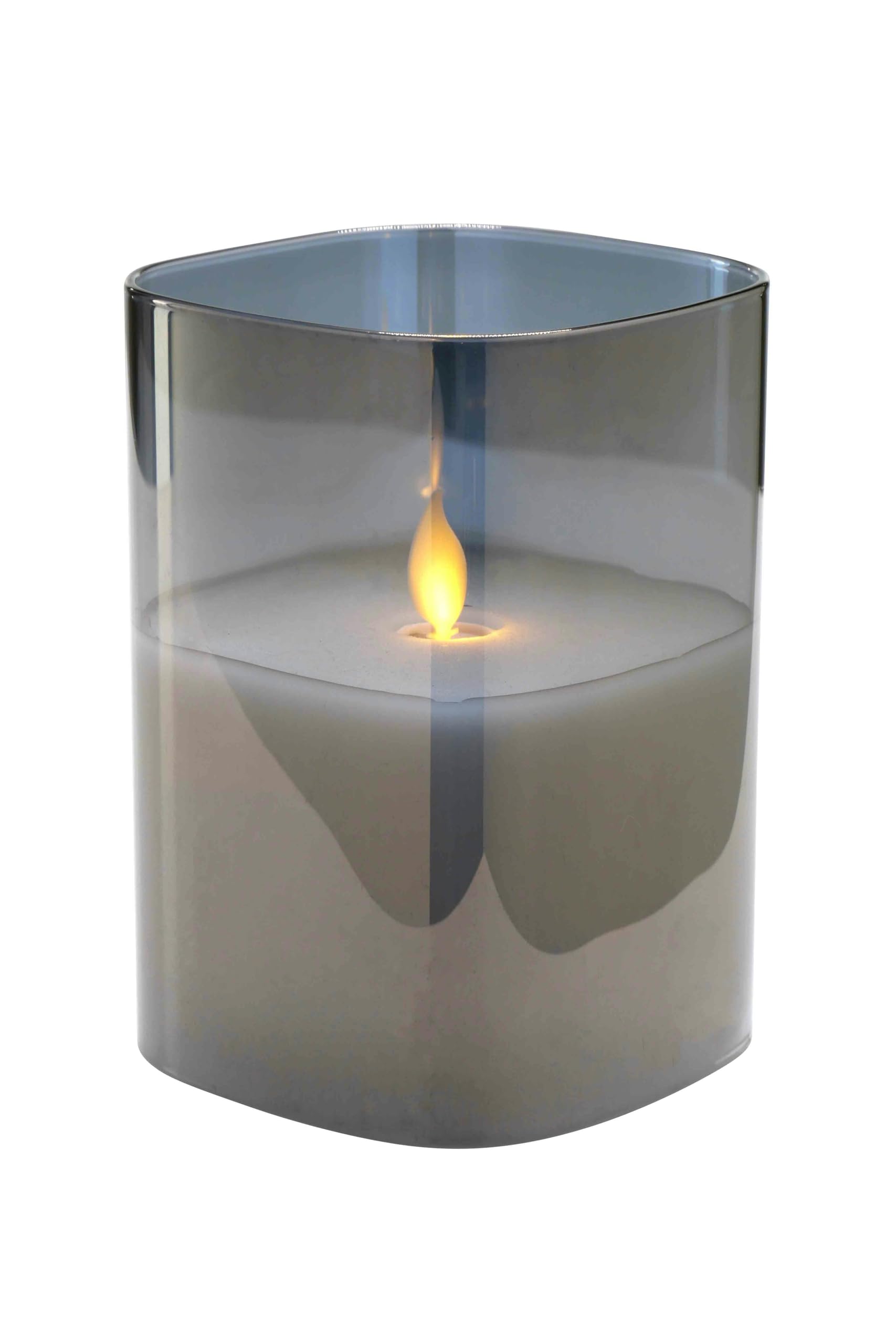 Bougie LED dans un verre bougie cire véritable sans flamme vacillante grise