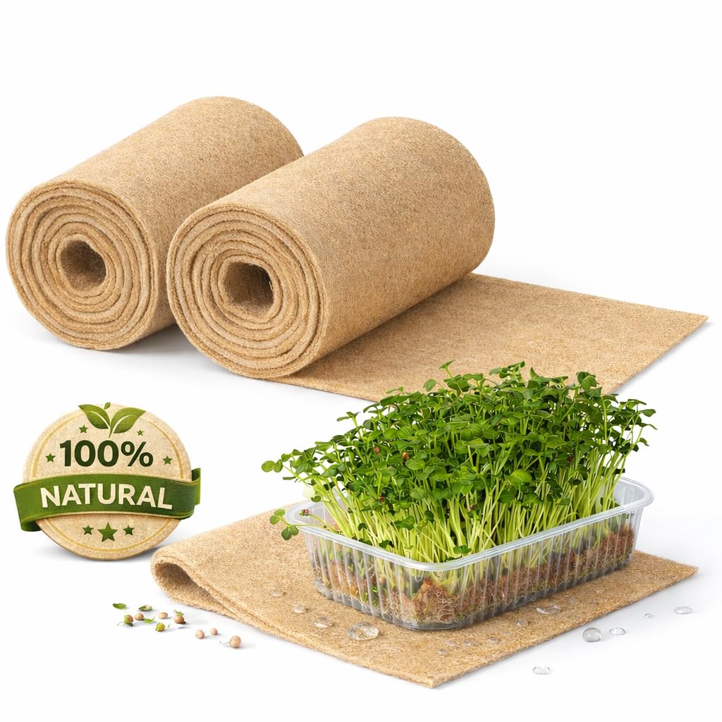 Vexillum Jute Microgreen Growing Mat Roll, 2-Pack (5" x 197") – Natural Grow Pad for Microgreens, Seed Sprouting & Hydroponic Trays