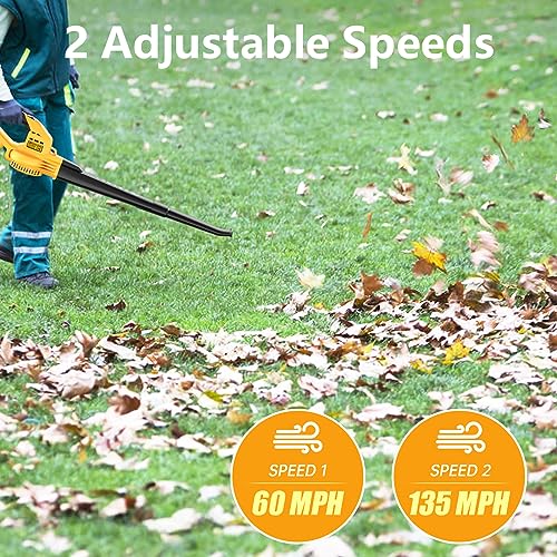 Image of 20V Cordless Leaf Blower Battery Powered Leaf Blower 290CFM /135MPH | Dual Batteries & Fast Charger | Lightweight, Balanced Design for Yard, Patio, Garage