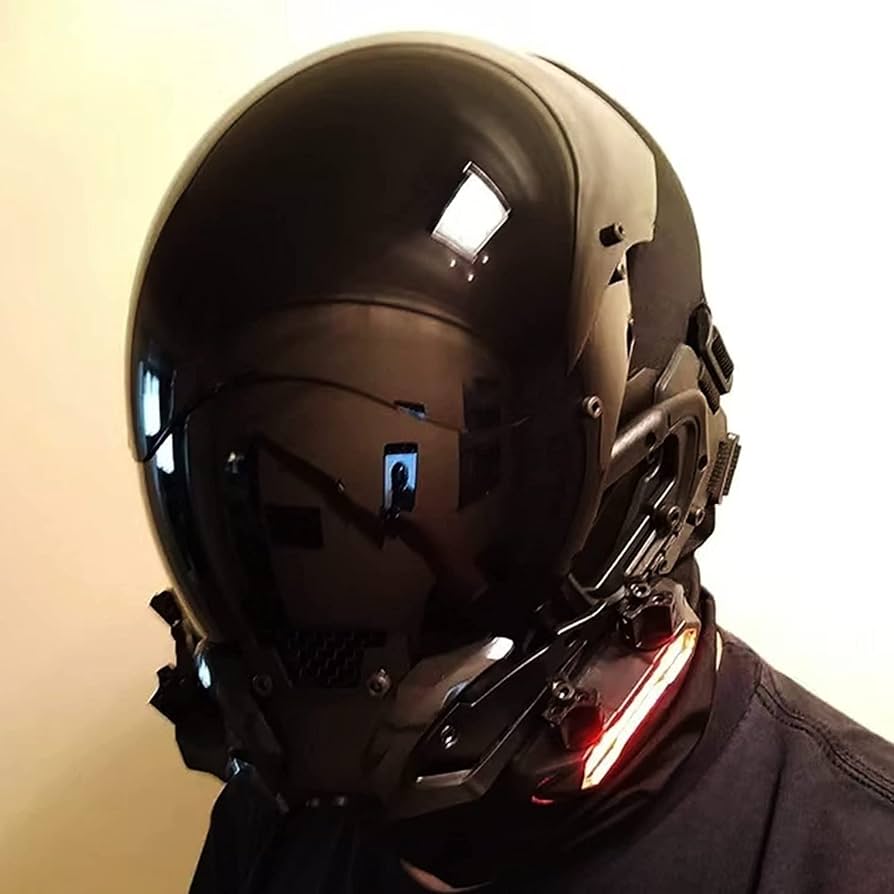 【値下げ交渉可】サイバーパンク　ヘルメット マスク　LED付　コスプレ Amazon | サイバーパンク マスク ヘルメット LEDライト フル