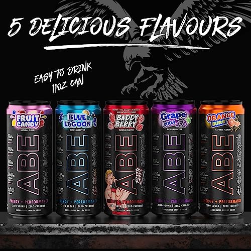 Abe Energy + Performance Sugar Free Energy Drink - All Black Everything Drink With Caffeine, Vitacholine, Dynamine, Citrulline Malate (11Oz Can - Pack Of 12) (Grape Soda) #TOP2