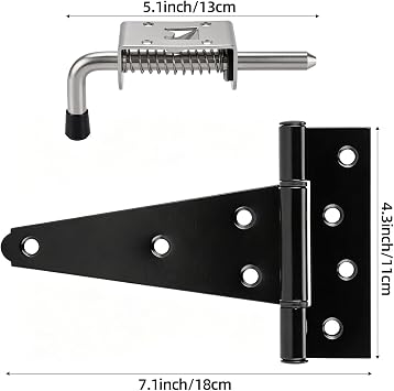 Shed Door Kit, Barn Door Lock Set with 5-1/2 L-Handle Lock, Stainless Steel Latches and 6 Hinges
