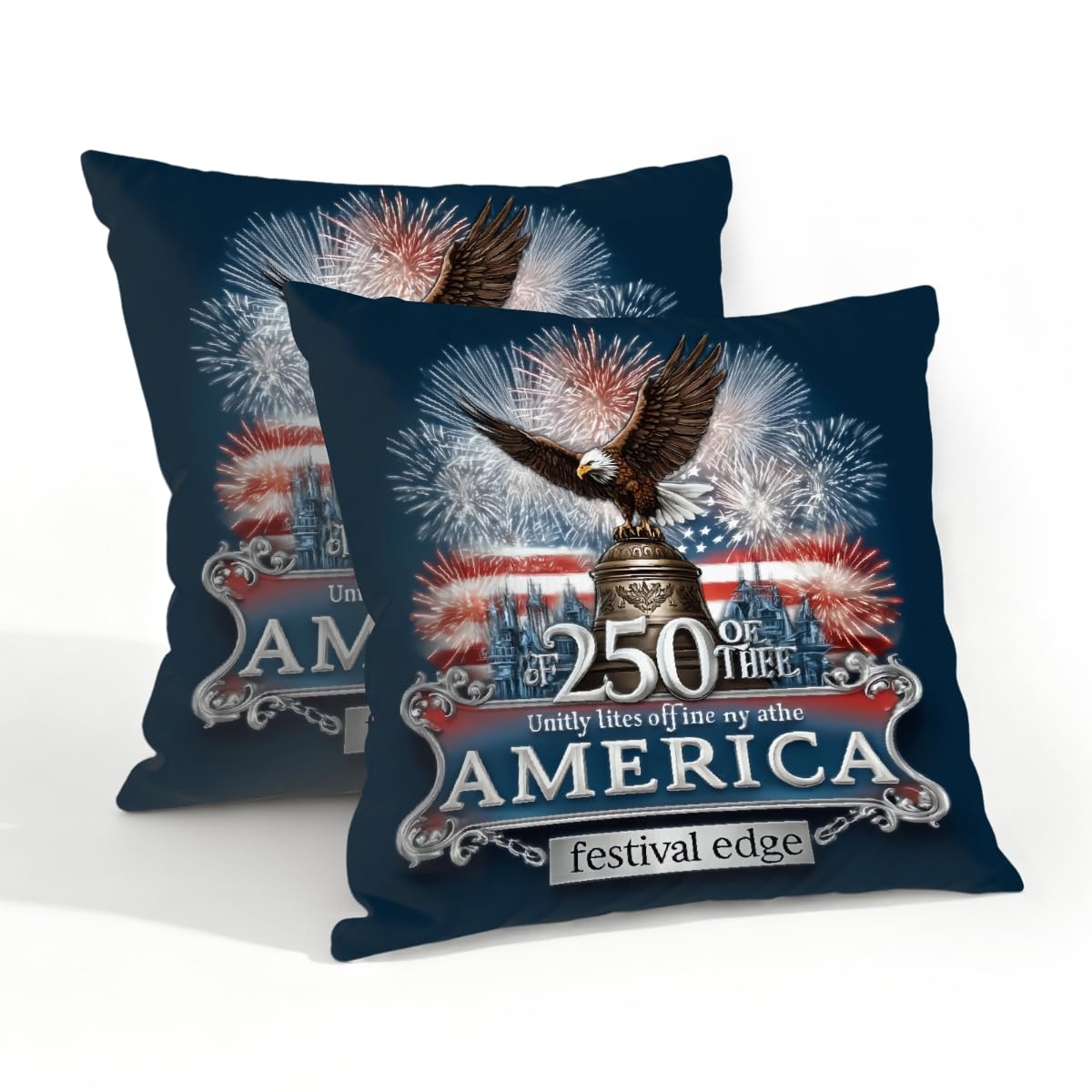 Outdoor Pillow Covers Waterproof Pillowcases 20x20in Set of 2 250th America Celebration Eagle Decorative Throw Cushion Case for Couch Sofa Garden Patio Furniture