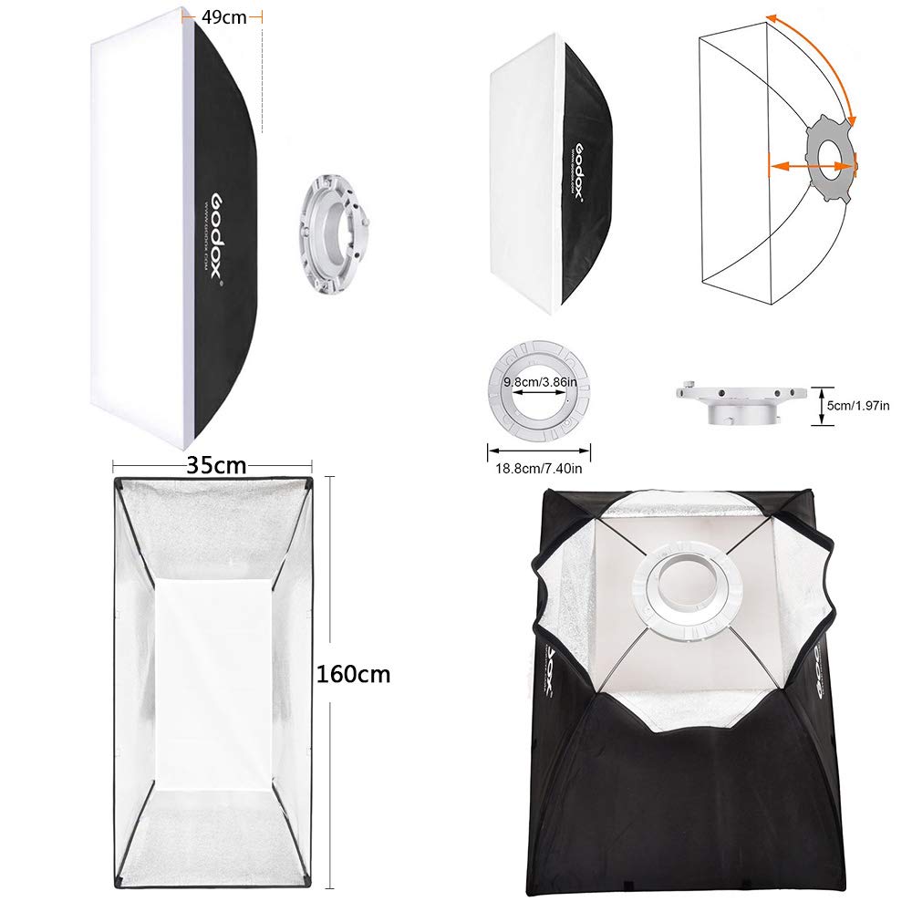 GODOX 35x160cm Rectangular Softbox Bowens Mount para Studio Monolight Flash Retrato Fotografía (SB-BW35X160CM)
