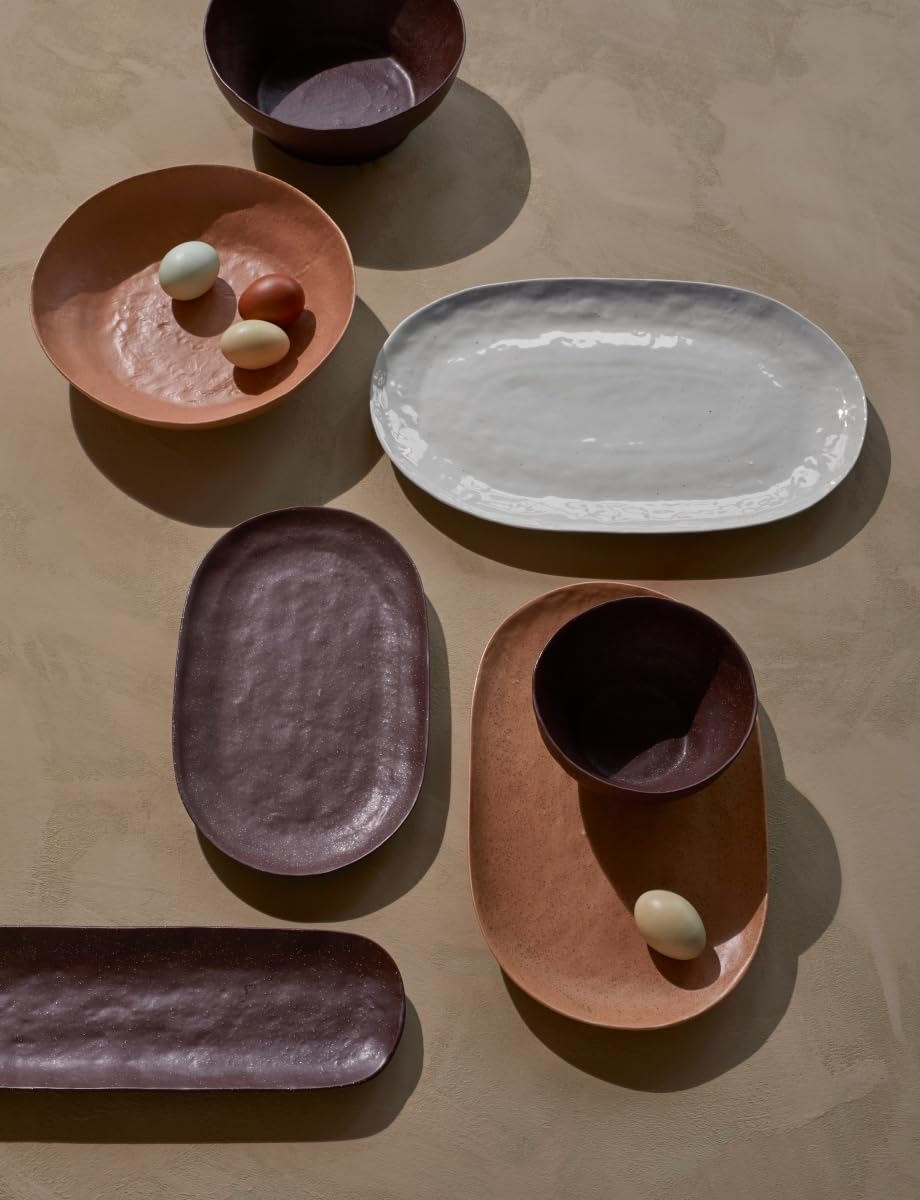 Broste Copenhagen 14533348 Servierplatte, Porzellan, Soft Grey