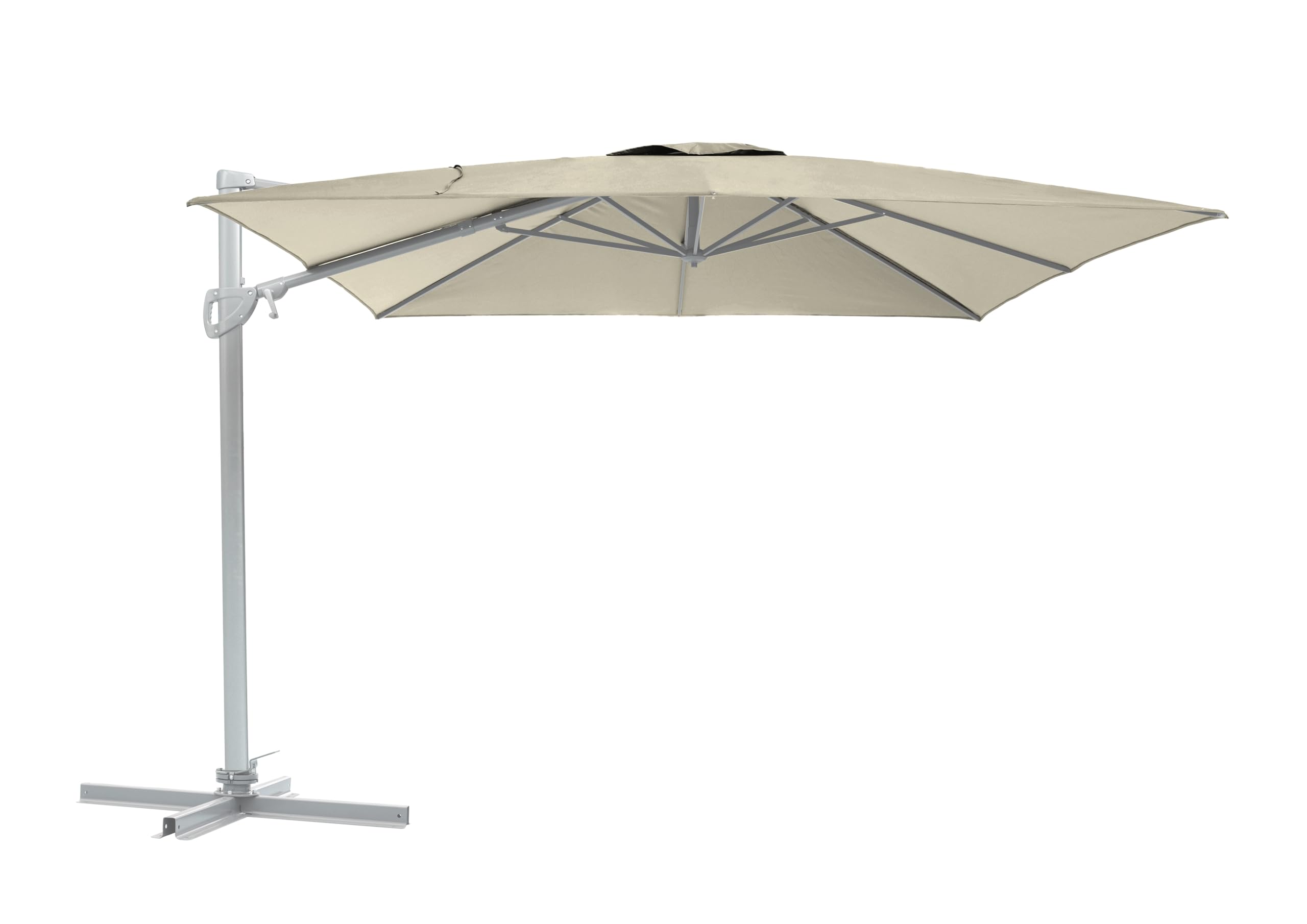 METRO Professional Sombrilla Colgante Cuadrada, Aluminio/Poliéster, 3 x 3 m, Apertura por Manivela, Giro de 360°
