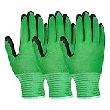 Breathable Bamboo Gardening Work Gloves for Women Youth and Men, Medium, Set of 3