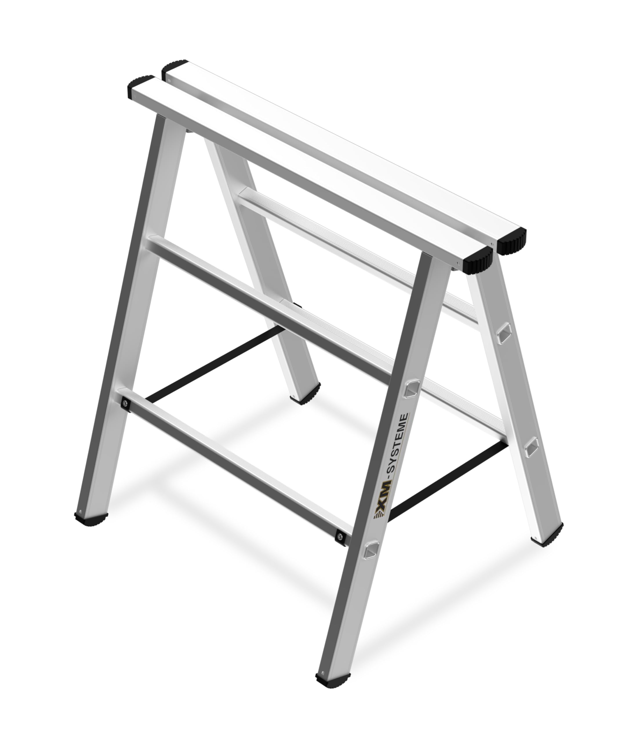 Alu-Montagebock – Stabiler Aluminium-Arbeitsbock für extreme Belastbarkeit bis 230kg – 80cm hoch + 80 cm breit – Perfekt kombinierbar mit Teleskopdiele als flexibles Arbeitspodest