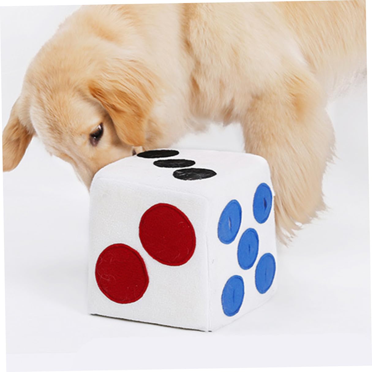 Giocattolo Facile da Pulire a Forma di Dado per Cani in Peluche Bianco e Gioco Interattivo Morbido e Creativo per L'addestramento in Casa