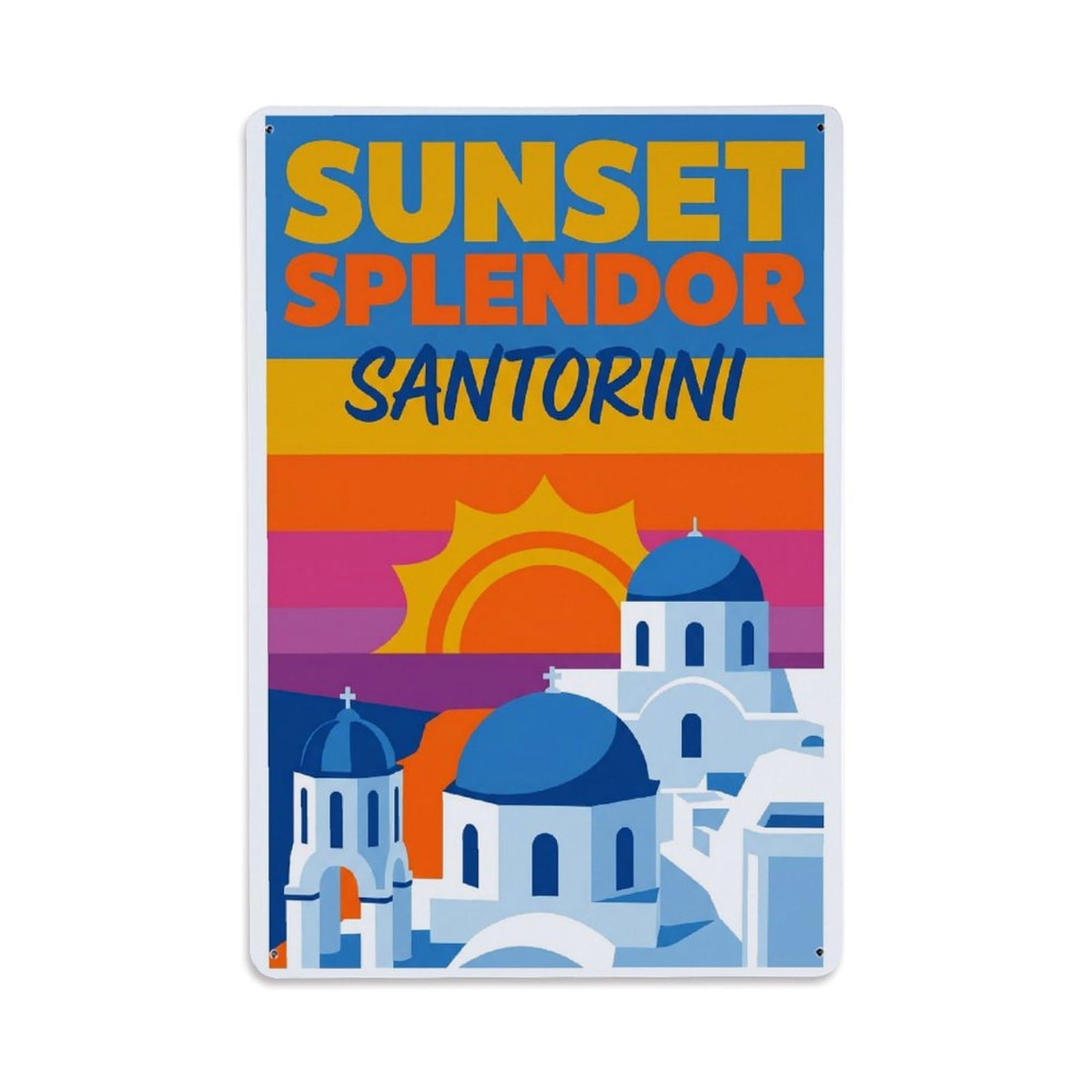 Gead 8X12inch Style Vintage Travel Santorini Sunset Splendor Metal Tin Sign