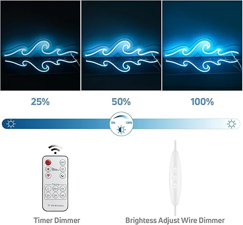 Miniatura 4 de Letrero de neón ondulado, lámpara de noche con ondas para dormitorio, luz LED de onda de neón con alimentación USB para decoración de pared, fiesta