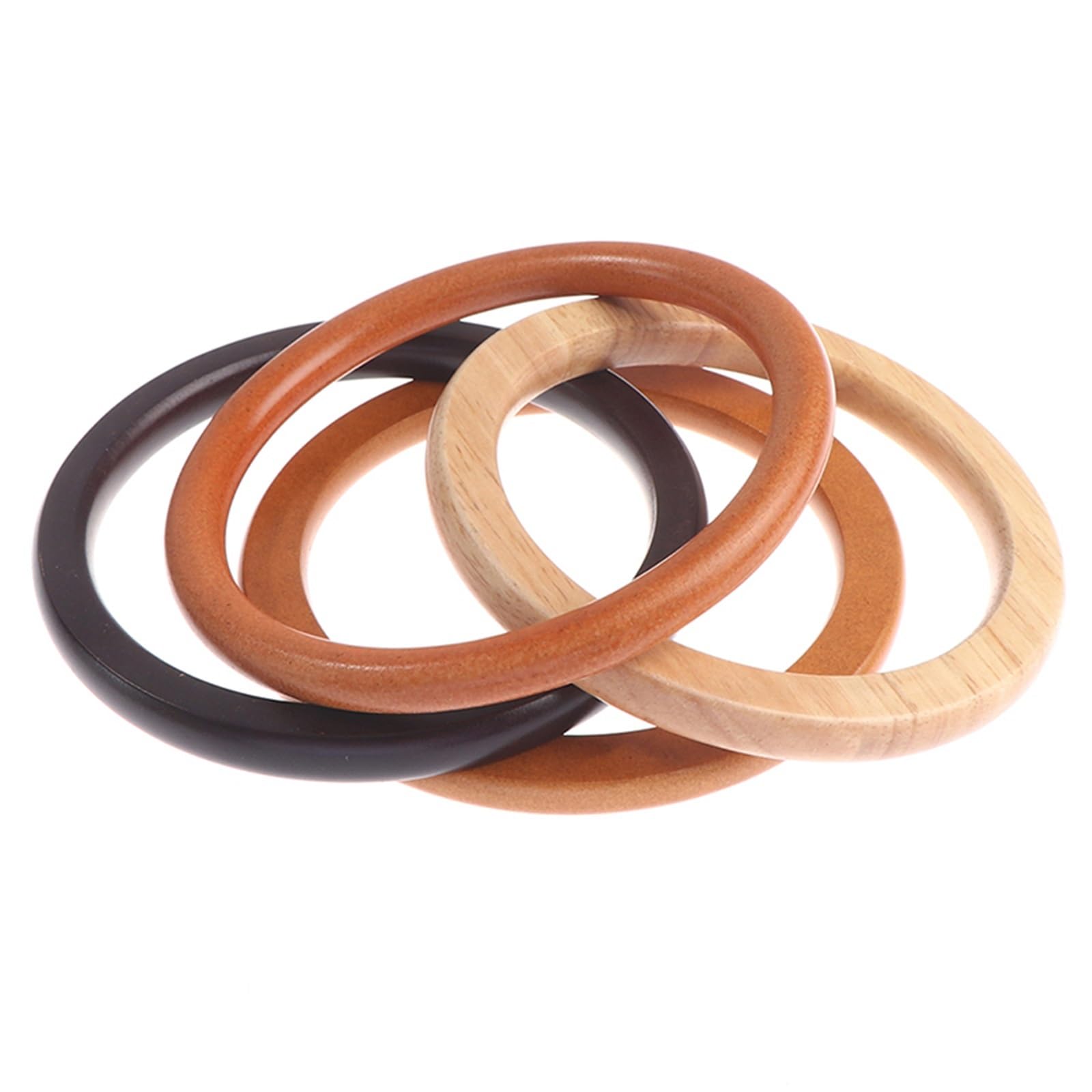 4 asas for bolsa de anillo Para Bolsos | Bolso de mano de repuesto de madera, asas, bolsos, correas, bolso de madera redondo(Black)